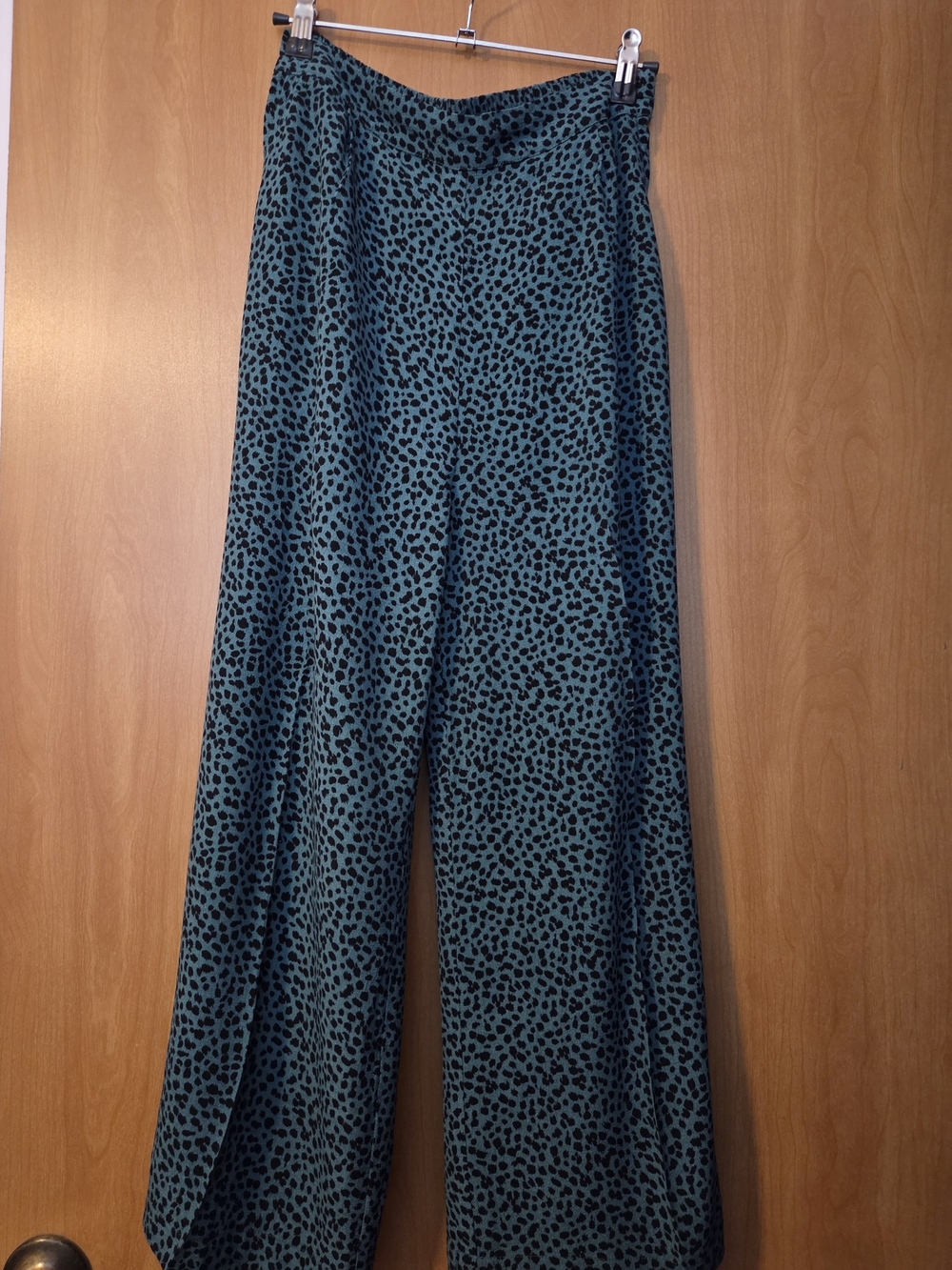 MINKPINK Teal and Black Leopard Wide Leg Pants